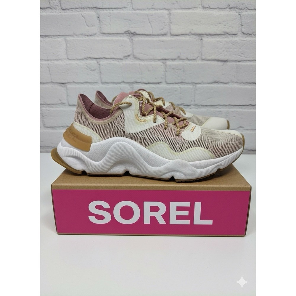 SOREL ๐ฅKinetic Impact ๐ฉทScalloped Chunky Sneakers Pink/Tan 8.5 Athletic Gym Run